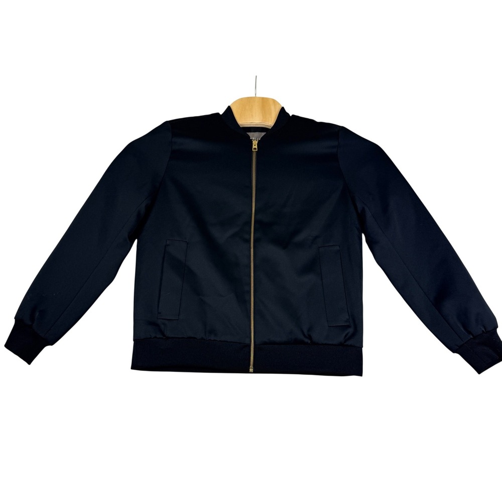 Everlane Mens Black Bomber Jacket Full Zip Gold Hardware Size Medium